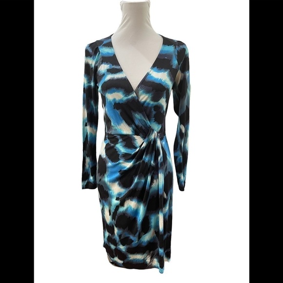 DIANE Von Furstenberg 100% Silk Wrap Dress Draped Jersey Dress SZ 4 - Picture 1 of 6